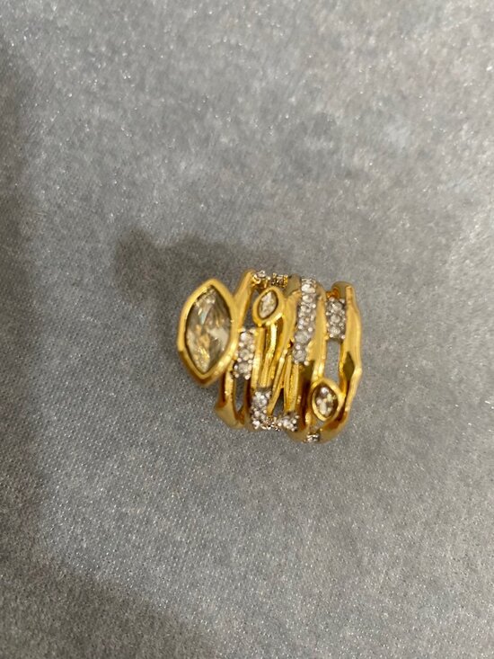 Alexis Bittar Jewelry - Alexis Bittar Gold Crystal Multi-Band Statement Ring size 7